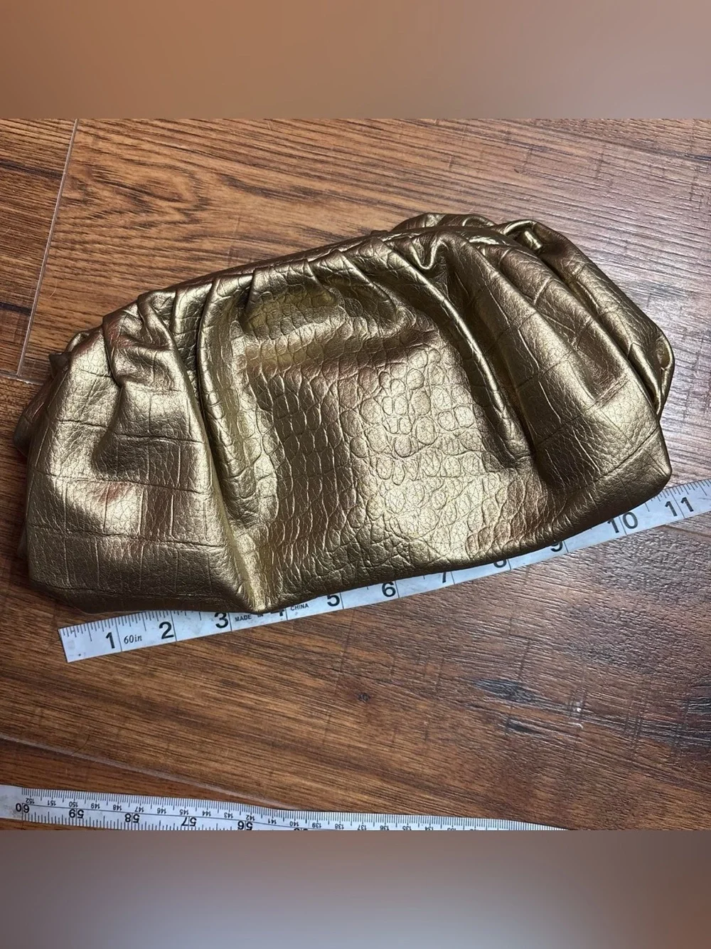 Small Gold Faux Croc Clutch Purse